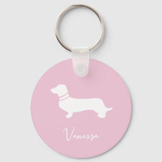 Pink blush champagne custom modern dachsund key ring