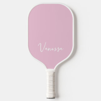 Pink blush champagne custom modern script pickleball paddle