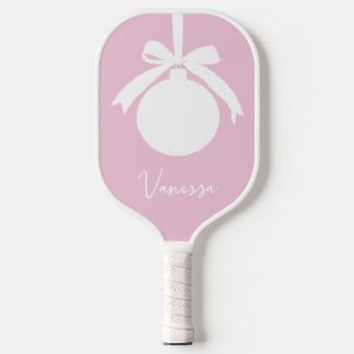 Pink blush champagne custom modern script pickleball paddle