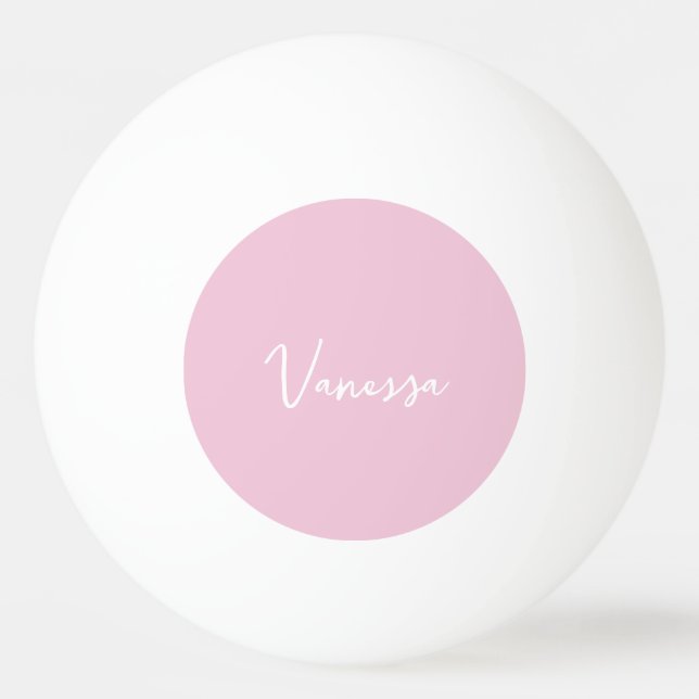 Pink blush champagne custom modern script ping pong ball (Front)