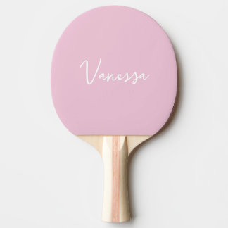 Pink blush champagne custom modern script ping pong paddle