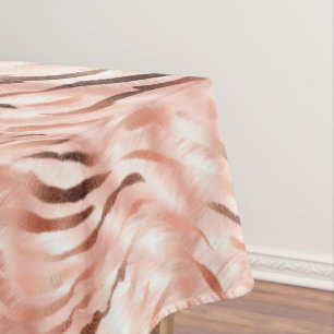 Pink Blush Champagne Rose Zebra Tablecloth