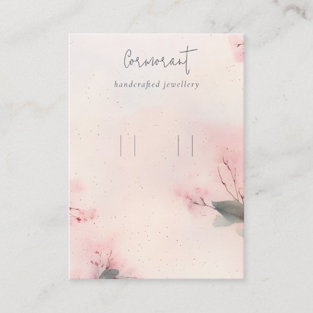 Pink Blush Cherry Blossom Loop Hoop Holder Business Card (Front)