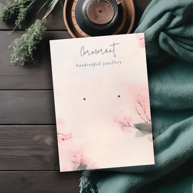 Pink Blush Cherry Blossom Stud Earring Display Business Card (Creator Uploaded)