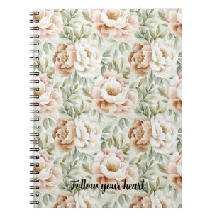 Pink Blush Cocoa Cream Flowers Notebook