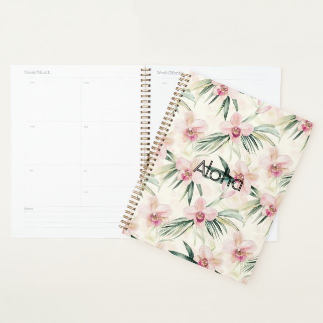 Pink Blush Cream Orchid Floral   Planner (Display)
