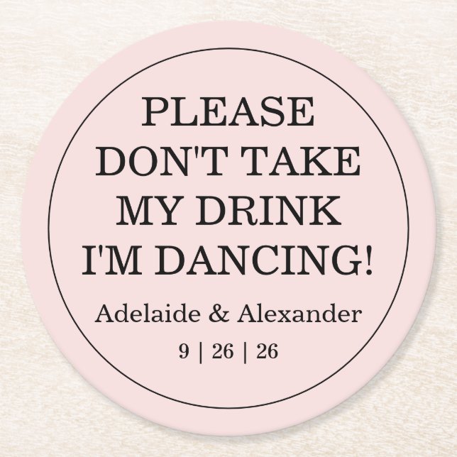 Pink Blush Drink Cover Wedding Round Paper Coaster (Front)