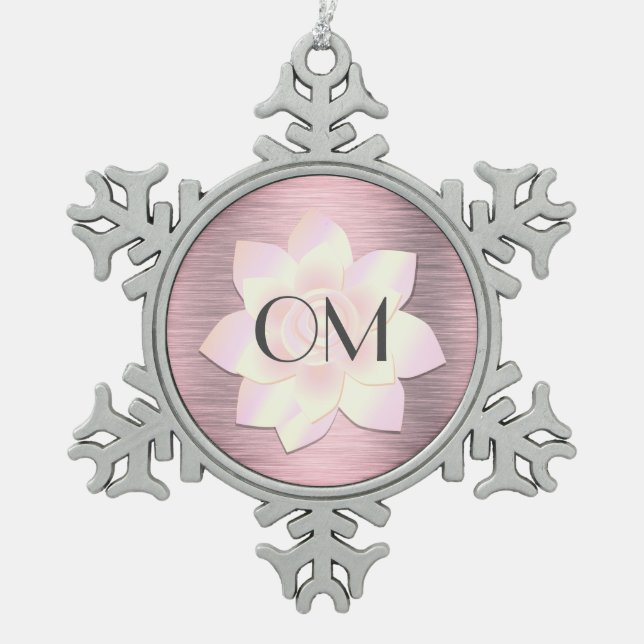 Pink Blush Elegant Lotus OM      Snowflake Pewter Christmas Ornament (Front)