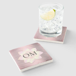 Pink Blush Elegant Lotus OM Stone Coaster