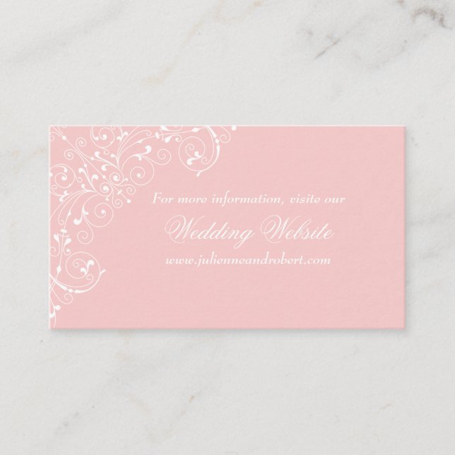 Pink Blush Elegant Vintage Wedding Website Enclosure Card (Front)