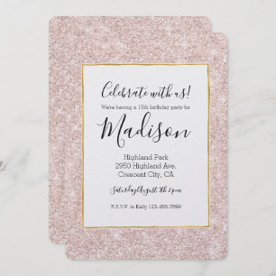 Pink Blush Faux Glitter Sparkle Invitation