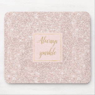 Pink Blush Faux Glitter Sparkle Mouse Pad