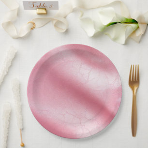 Pink Blush Faux Leather Bridal Shower Paper Plate