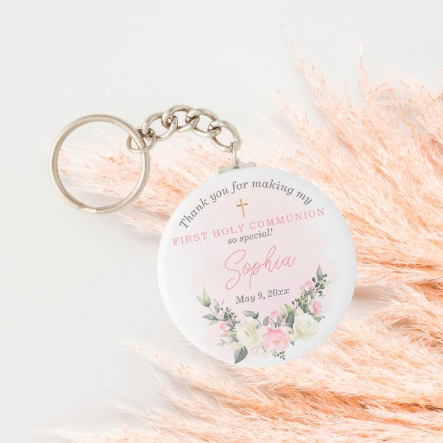 Pink blush First Communion keychain favour (Creator Uploaded)