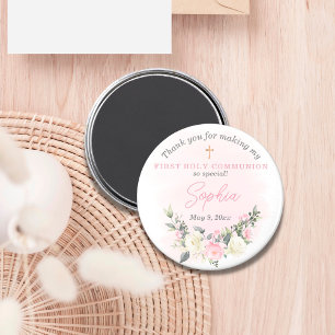 Pink blush First Communion magnet favour