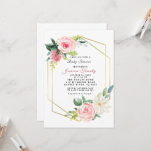 Pink Blush Floral Baby Shower Invitation Girl