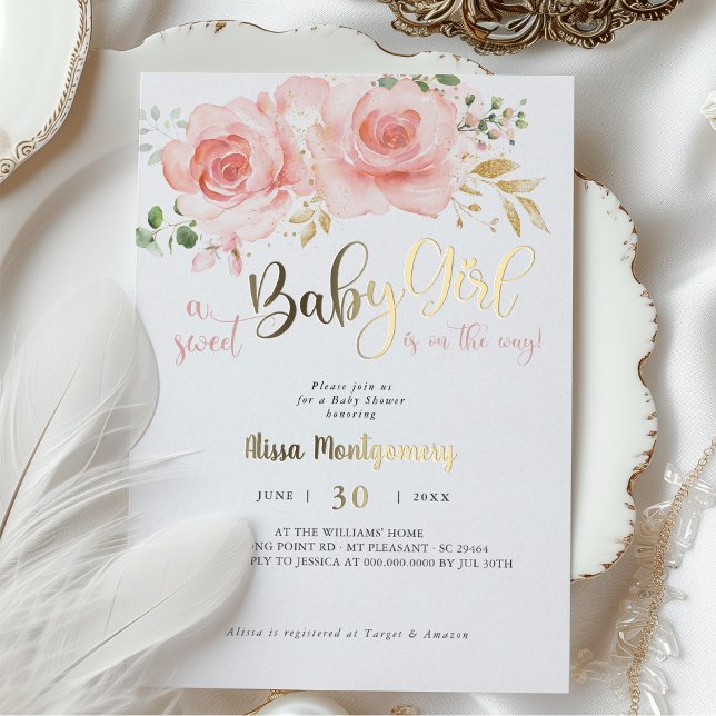 Pink Blush Floral Baby Shower Invitation Girl (Creator Uploaded)