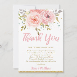 Pink Blush Floral Baby Shower Thank You Card