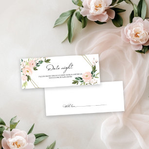 Pink Blush Floral Bridal Shower Date Night Cards