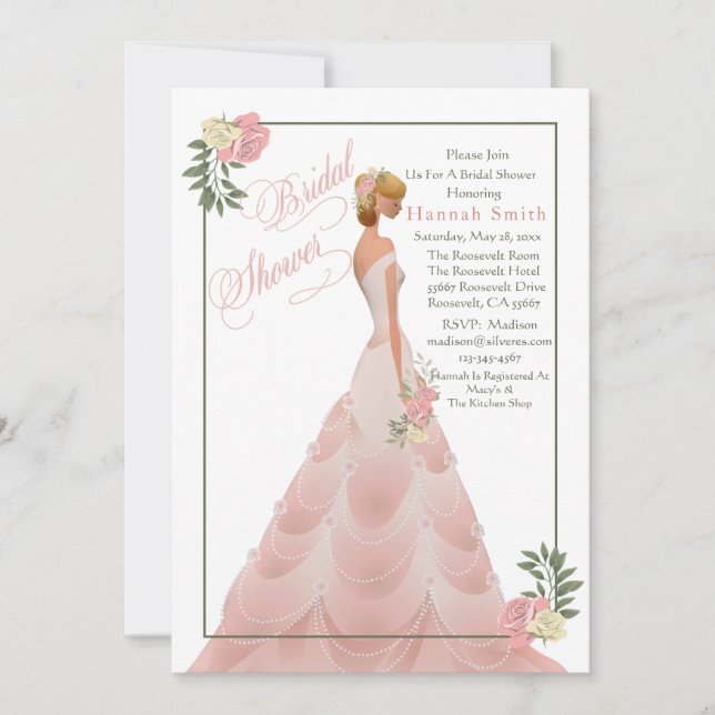 Pink Blush Floral Bridal Shower Invitation (Front)