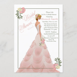 Pink Blush Floral Bridal Shower Invitation