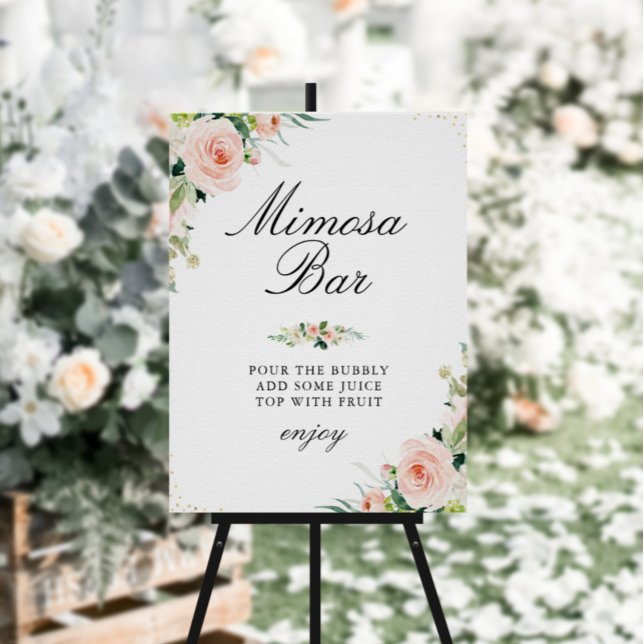 Pink blush floral bridal shower mImosa bar sign (Creator Uploaded)