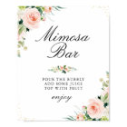 Pink blush floral bridal shower mImosa bar sign