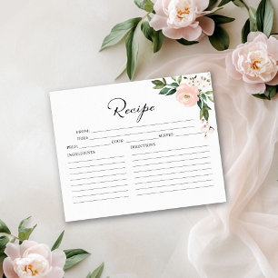 Pink Blush Floral Bridal Shower Recipe Cards