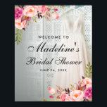 Pink Blush Floral Bridal Shower Welcome Poster<br><div class="desc">Watercolor Pink Blush Floral Wedding Dress Bridal Shower Welcome Poster</div>