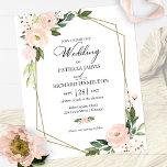 Pink Blush Floral Budget Wedding Invitation<br><div class="desc">Elegant floral geometric affordable wedding 4.5”x5.6” invitations. PLEASE NOTE: The envelopes are NOT INCLUDE; matching A7 envelopes are available to be purchase separately.</div>