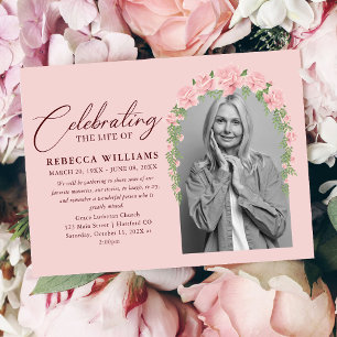 Pink Blush Floral Celebration of Life Invitation