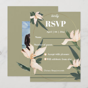 Pink blush floral Circle RSVP Card