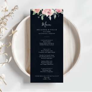 Pink Blush Floral Dinner Menu