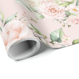 Pink Blush Floral Eucalyptus Wrapping Paper