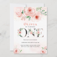 Pink Blush Floral First Birthday Gril