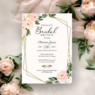 Pink Blush Floral Geometric Bridal Brunch Invitation