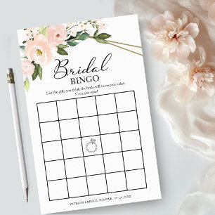 Pink Blush Floral Geometric Bridal Shower Bingo Flyer