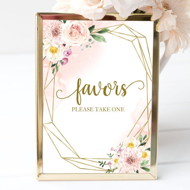 Pink Blush Floral Geometric Favors Sign (Creator Uploaded)