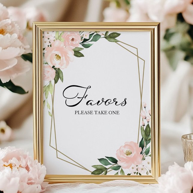 Pink Blush Floral Geometric Favors Sign (Creator Uploaded)