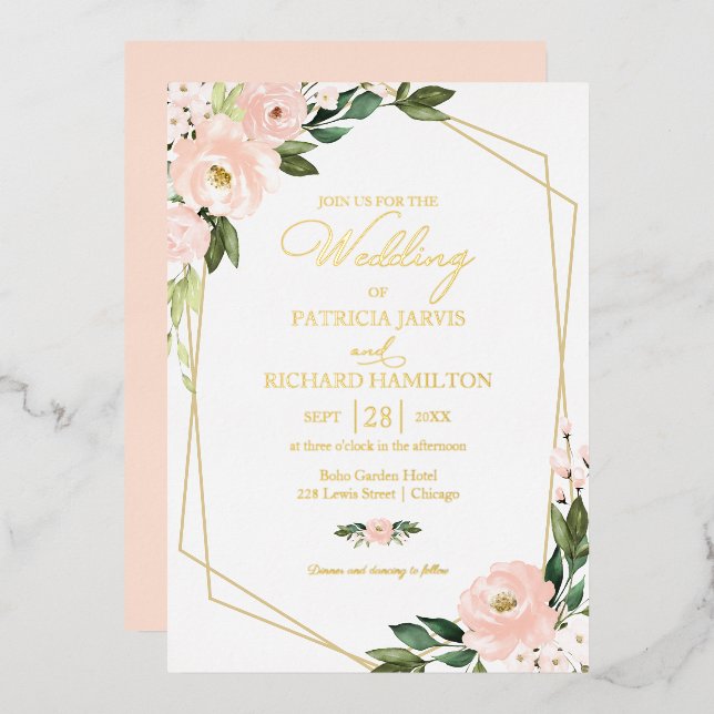 Pink Blush Floral Geometric Wedding (Front/Back)