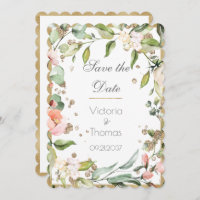 Pink Blush Floral Gold Elegant Botanical Wedding