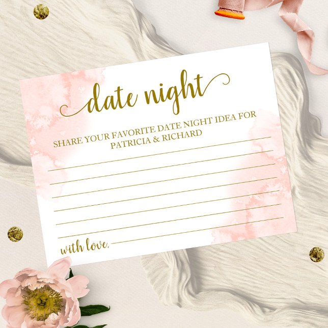 Pink Blush Floral Gold Geometric Date Night Idea Postcard (Creator Uploaded)