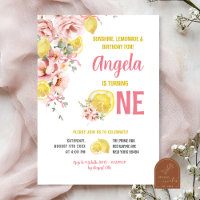Pink Blush Floral Lemon Sweet One First Birthday