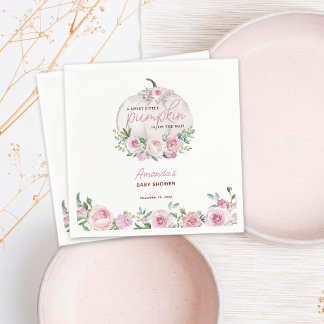 Pink Blush Floral Little Pumpkin Baby Shower Napkin