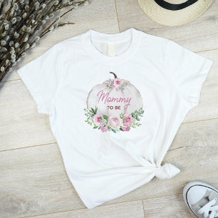 Pink Blush Floral Pumpkin Mummy To Be T-Shirt