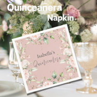 Pink Blush Floral Watercolor Quinceañera Paper