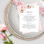 Pink, Blush Floral Wedding Details Reception Enclosure Card<br><div class="desc">Design featuring a beautiful watercolor floral corner element with flowers in pink, blush, and faux rose gold foil. The back of the card is white, which can be changed to other colours by editing the design. Ability to add any wedding details you need. From wedding reception details, venue and timing,...</div>
