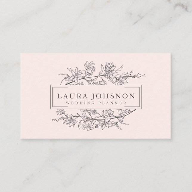 Pink Blush Floral Wedding Planner Business Cards (Front)