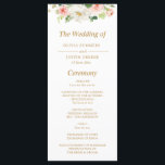 Pink blush floral wedding programme<br><div class="desc">This design features trendy spring and summer pink and white roses. The watercolor flowers complement well the gold text and white background. You can personalise the text and colours on this wedding program template.</div>