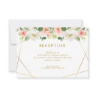 pink blush floral wedding reception card